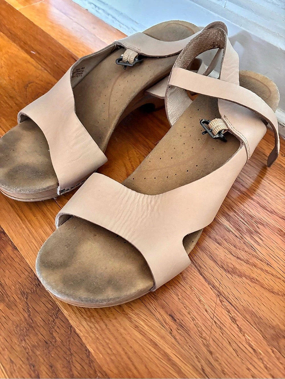 Dansko Jodie Ankle Strap Sandal Beige Wedges